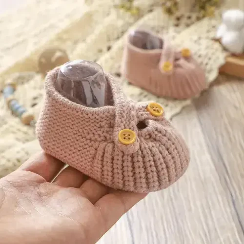 YIXPOH Baby Booties Newborn Babe First Walkers Non-Slip Stay On Boots Crib Shoes Sock Warm Knit Booties - 4
