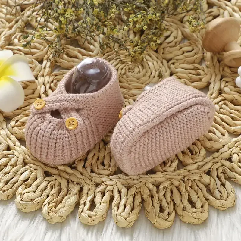YIXPOH Baby Booties Newborn Babe First Walkers Non-Slip Stay On Boots Crib Shoes Sock Warm Knit Booties - 5