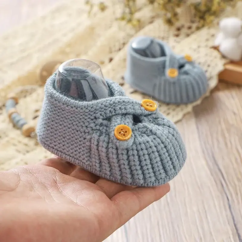 YIXPOH Baby Booties Newborn Babe First Walkers Non-Slip Stay On Boots Crib Shoes Sock Warm Knit Booties - 5