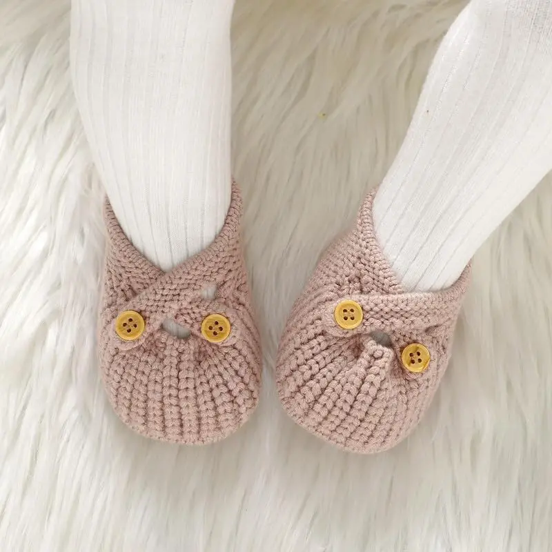 YIXPOH Baby Booties Newborn Babe First Walkers Non-Slip Stay On Boots Crib Shoes Sock Warm Knit Booties - 3