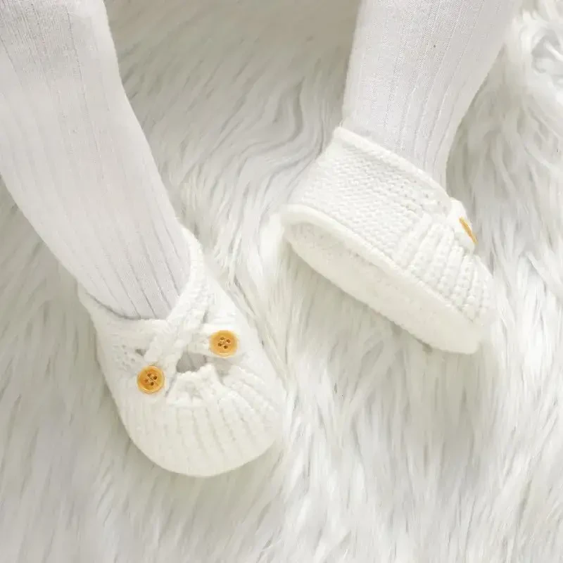 YIXPOH Baby Booties Newborn Babe First Walkers Non-Slip Stay On Boots Crib Shoes Sock Warm Knit Booties - 3