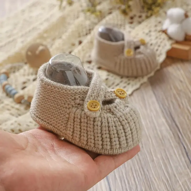 YIXPOH Baby Booties Newborn Babe First Walkers Non-Slip Stay On Boots Crib Shoes Sock Warm Knit Booties - 2