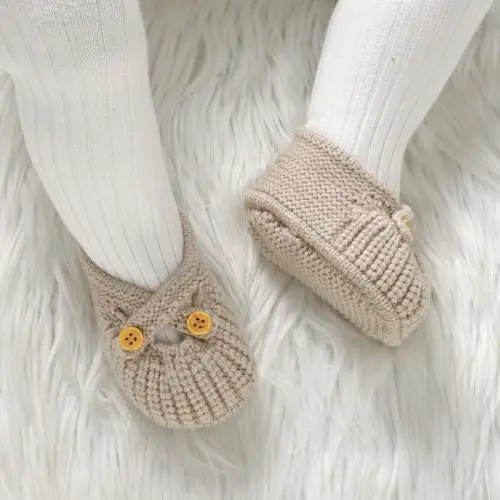 YIXPOH Baby Booties Newborn Babe First Walkers Non-Slip Stay On Boots Crib Shoes Sock Warm Knit Booties - 3