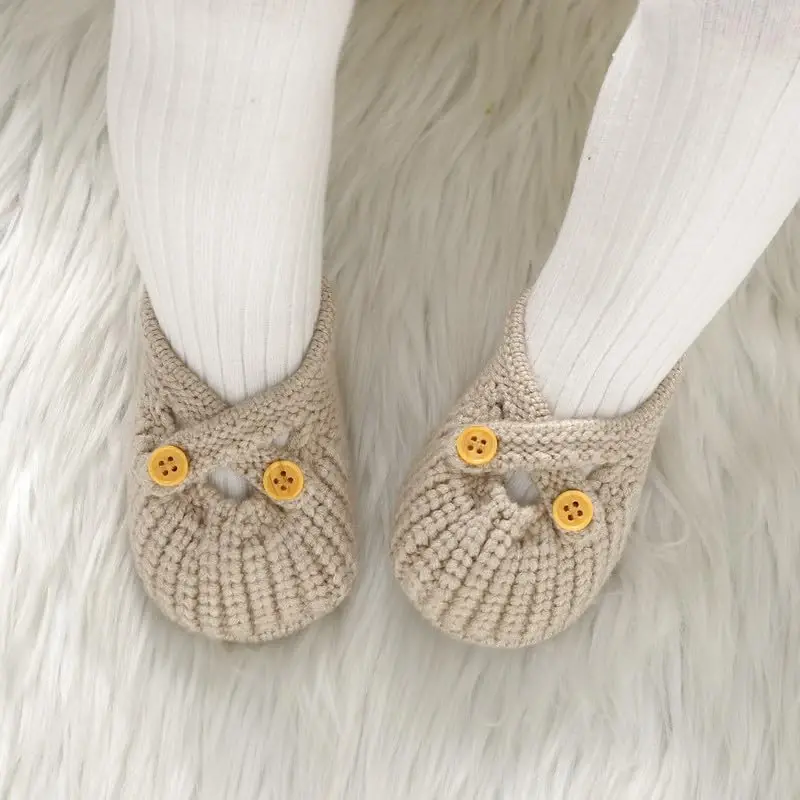 YIXPOH Baby Booties Newborn Babe First Walkers Non-Slip Stay On Boots Crib Shoes Sock Warm Knit Booties - 4