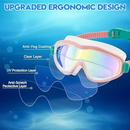 YLYUELANG Swim Goggles for Adult, No Leaking Anti-Fog UV Protection Swimming Goggles,180° Wide View Clear Vision Pool Goggles - 1