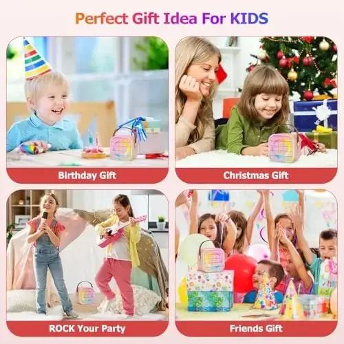 YLYYCC Mini Karaoke Mashinasi 2 ta simsiz mikrofonli, bolalar va kattalar uchun ko'chma pushti Bluetooth karnay, 4 5 6 7 8 9 10 11 12+ yoshli qizlar uchun tug'ilgan kun o'yinchoqlari sovg'a g'oyalari, oilaviy uy partiyasi - 6