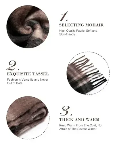 Ymomode ayollar kuz-qish sharfi Ayollar uchun sharflar Sovg'alar Plaid adyol sharf Yumshoq katta adyol - MODAZONE (1)