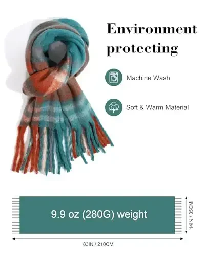 Ymomode Women's Fall Winter Scarf Scarves for Women Gifts Plaid Blanket Scarf Soft Chunky Large Blanket - 3