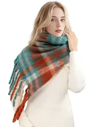 Ymomode Women's Fall Winter Scarf Scarves for Women Gifts Plaid Blanket Scarf Soft Chunky Large Blanket - 5