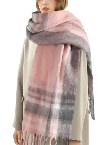 Ymomode Scarfs for Women Winter Women Warm Scarf Long Shawl Large Scarves Cold Weather Thick Blanket Scarfs Colorful Plaid 