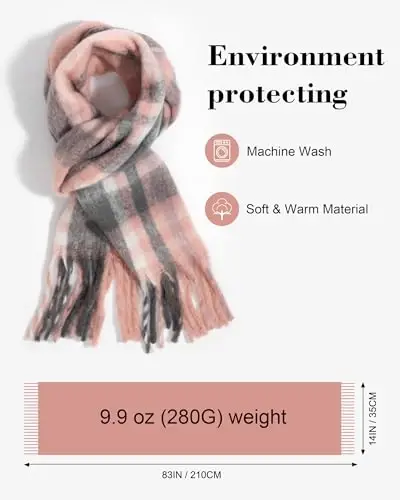 Ymomode Scarfs for Women Winter Women Warm Scarf Long Shawl Large Scarves Cold Weather Thick Blanket Scarfs Colorful Plaid - 3