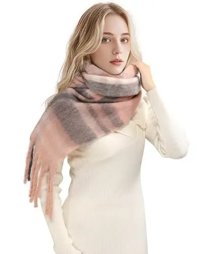 Ymomode Scarfs for Women Winter Women Warm Scarf Long Shawl Large Scarves Cold Weather Thick Blanket Scarfs Colorful Plaid - 5