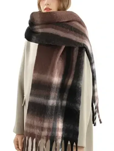Ymomode Women's Fall Winter Scarf Scarves for Women Gifts Plaid Blanket Scarf Soft Chunky Large Blanket - 1