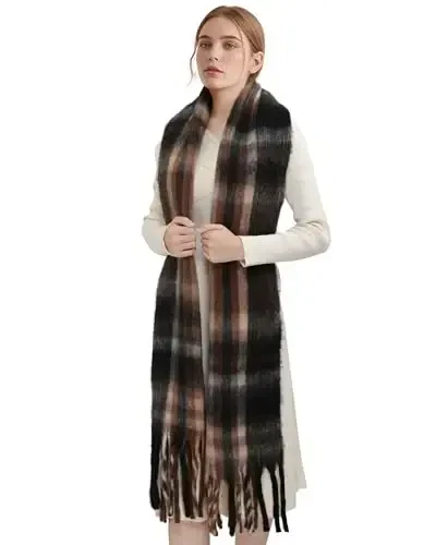 Ymomode Women's Fall Winter Scarf Scarves for Women Gifts Plaid Blanket Scarf Soft Chunky Large Blanket - 4