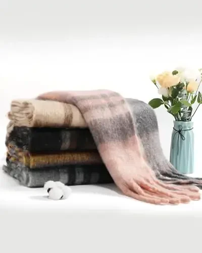Ymomode Women's Fall Winter Scarf Scarves for Women Gifts Plaid Blanket Scarf Soft Chunky Large Blanket - 6