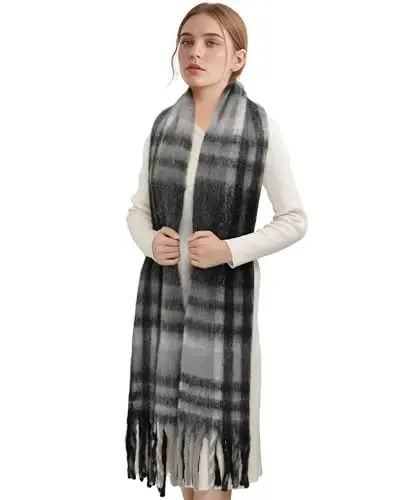 Ymomode Women's Fall Winter Scarf Scarves for Women Gifts Plaid Blanket Scarf Soft Chunky Large Blanket - 4