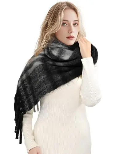Ymomode Women's Fall Winter Scarf Scarves for Women Gifts Plaid Blanket Scarf Soft Chunky Large Blanket - 5