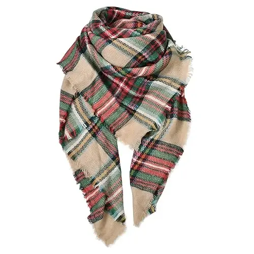 Ymomode Women's Fall Winter Scarf Scarves for Women Gifts Plaid Blanket Scarf Soft Chunky Large Blanket 