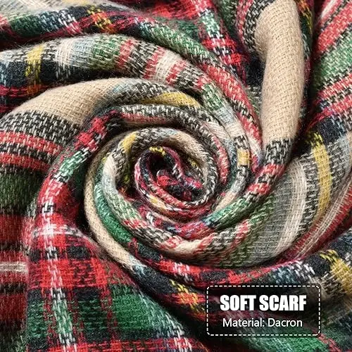 Ymomode Women's Fall Winter Scarf Scarves for Women Gifts Plaid Blanket Scarf Soft Chunky Large Blanket - 5