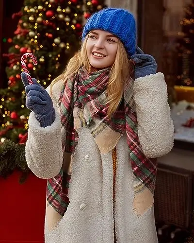 Ymomode Women's Fall Winter Scarf Scarves for Women Gifts Plaid Blanket Scarf Soft Chunky Large Blanket - 6