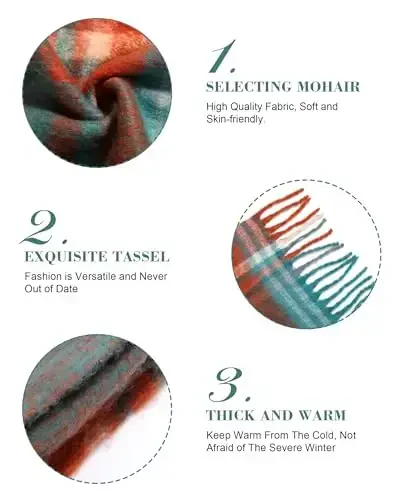 Ymomode Women's Fall Winter Scarf Scarves for Women Gifts Plaid Blanket Scarf Soft Chunky Large Blanket - 2