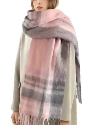 Ymomode Women's Fall Winter Scarf Scarves for Women Gifts Plaid Blanket Scarf Soft Chunky Large Blanket - MODAZONE