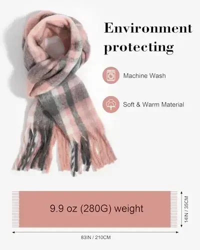 Ymomode Women's Fall Winter Scarf Scarves for Women Gifts Plaid Blanket Scarf Soft Chunky Large Blanket - 3