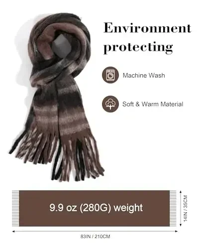 Ymomode Women's Fall Winter Scarf Scarves for Women Gifts Plaid Blanket Scarf Soft Chunky Large Blanket - 3