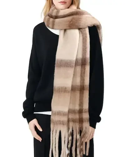 Ymomode Women's Fall Winter Scarf Scarves for Women Gifts Plaid Blanket Scarf Soft Chunky Large Blanket - 1