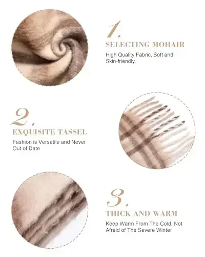 Ymomode Women's Fall Winter Scarf Scarves for Women Gifts Plaid Blanket Scarf Soft Chunky Large Blanket - MODAZONE (1)