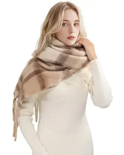 Ymomode Women's Fall Winter Scarf Scarves for Women Gifts Plaid Blanket Scarf Soft Chunky Large Blanket - 4