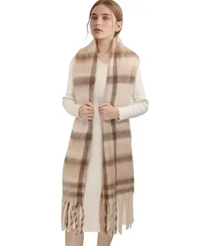 Ymomode Women's Fall Winter Scarf Scarves for Women Gifts Plaid Blanket Scarf Soft Chunky Large Blanket - 5
