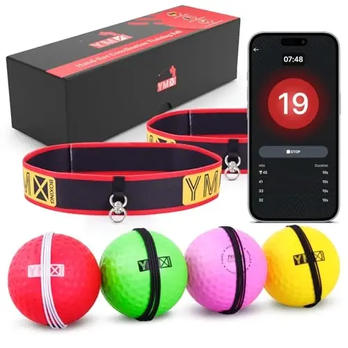 YMX BOXING® Ultimate Reflex Ball Set with Counter App - 4 React Reflex Ball Plus 2 Adjustable Headband, Great for Reflex, Timing, Accuracy, Focus & Coordination Training for Boxing, MMA and Krav Mega 