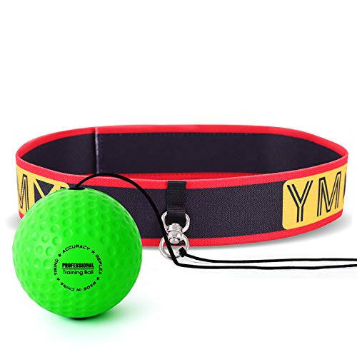 YMX BOXING Ultimate Reflex Ball Set - 4 React Reflex Ball Plus 2 Adjustable Headband, Great for Reflex, Timing, Accuracy, Focus and Hand Eye Coordination Training for Boxing, MMA and Krav Mega - 6