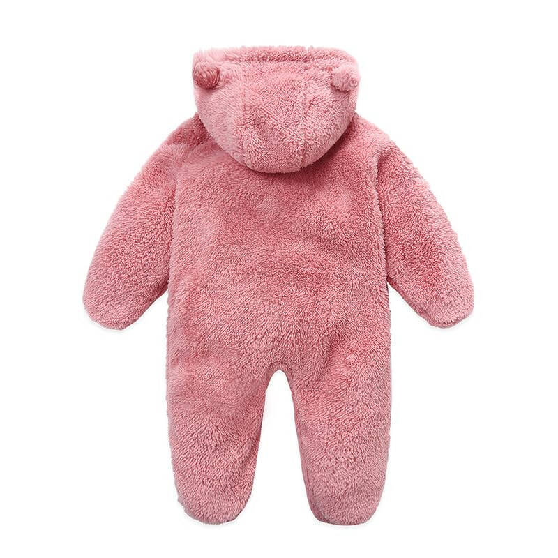 YMYDYFC Baby Fleece Hooded Romper Winter Outwear Jumpsuit Snowsuit Bear Ear Outfits for Boys Girls - 4