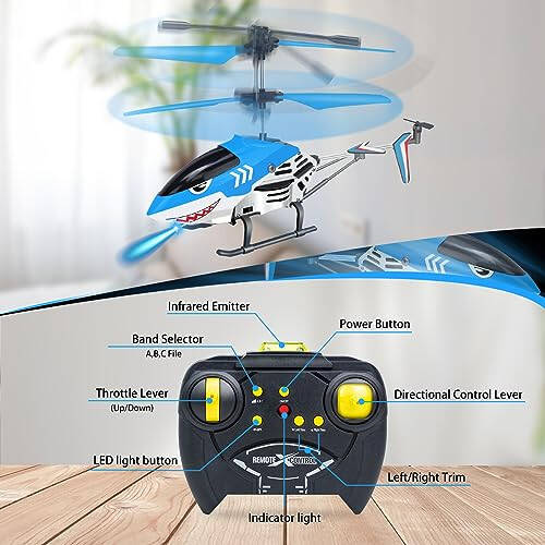 Ynanimery Çocuklar ve Yetişkinler İçin Uzaktan Kumandalı Helikopter, 2.4GHz 3.5 Kanallı Jirolu ve LED Işıklı RC Helikopter Oyuncak, Çocuklar Erkek Kızlar İçin Mükemmel RC Uçan Oyuncak Noel Doğum Günü Hediyeleri - 9