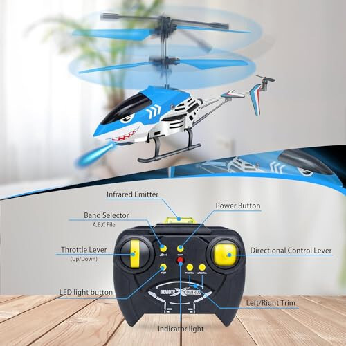 Ynanimery Remote Control Helicopter for Kids Adults, 2.4GHz 3.5 Channel Rc Helicopter Toy with Gyro & LED Light, Perfect Rc Flying Toy for Kids Boys Girls Christmas Birthday Gifts - 2