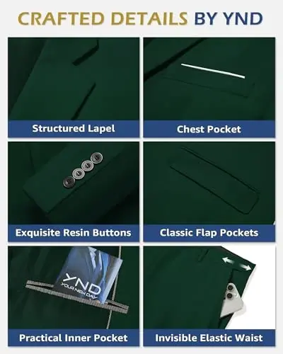 YND erkaklar kostyumi 3 qismdan iborat galstuk, 2 tugmali tor bichimli qattiq blazer kurtka jilet shim, erkaklar uchun biznes to'y ziyofati kostyumlari - 3