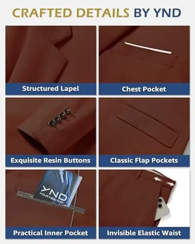 YND erkaklar kostyumining 3 qismli to'plami galstuk bilan, 2 tugmali tor bichimli tekis blazer kurtka jilet shim, erkaklar uchun biznes to'y ziyofati kostyumlari - 3