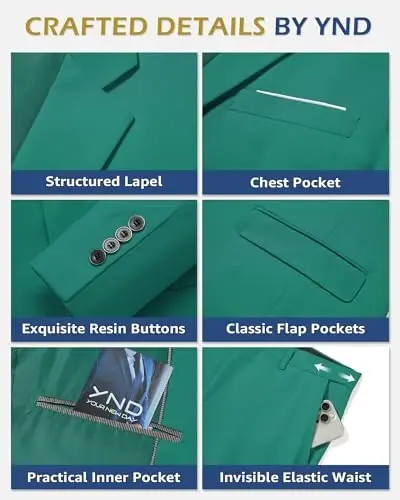 YND Мужской комплект костюма-тройки с галстуком, облегающий пиджак на 2 пуговицах, жилет, брюки, деловые костюмы для свадебной вечеринки для мужчин - 3