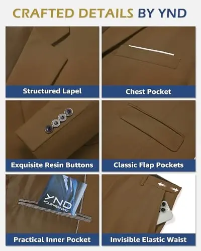 YND Мужской костюм-тройка с галстуком, приталенный пиджак на 2 пуговицах, жилет, брюки, деловые костюмы для мужчин на свадьбу и вечеринку - 3