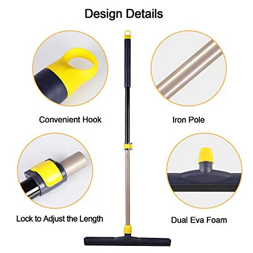 Yocada Floor Squeegee Scrubber, Adjustable Telescopic Pole, Heavy Duty Household Broom, EVA Foam Blade for Garage, Courtyard, Shower, Bathroom Floor, Marble, Glass, Tile, Water, Foam Cleaning - 4