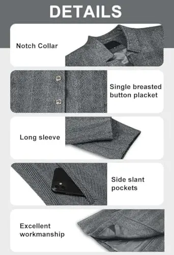 yoeasy Women's Stand Collar Single Breasted Pea Coat Casual Wool Blend Mid Long Trench Coat Winter Jackets - 4