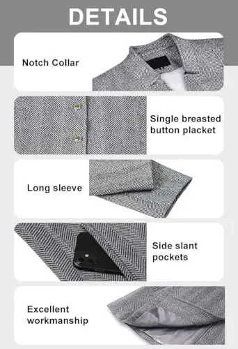 yoeasy Women's Stand Collar Single Breasted Pea Coat Casual Wool Blend Mid Long Trench Coat Winter Jackets - 6