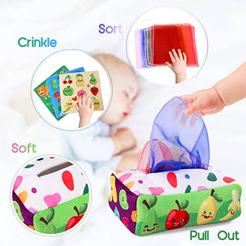YOGINGO Bebek Oyuncakları 6-12 Ay - Dokuma Kutu Oyuncak Montessori Bebekler İçin 6-12 Ay, Yumuşak Doldurulmuş Yüksek Kontrastlı Kırışan Bebek Duyusal Oyuncakları, Erkek & Kız Çocuklar Erken Öğrenme Hediyeleri - 2
