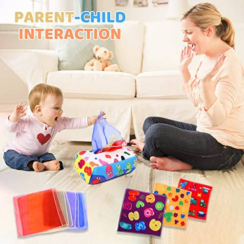 YOGINGO Bebek Oyuncakları 6-12 Ay - Dokuma Kutu Oyuncak Montessori Bebekler İçin 6-12 Ay, Yumuşak Doldurulmuş Yüksek Kontrastlı Kırışan Bebek Duyusal Oyuncakları, Erkek & Kız Çocuklar Erken Öğrenme Hediyeleri - 3