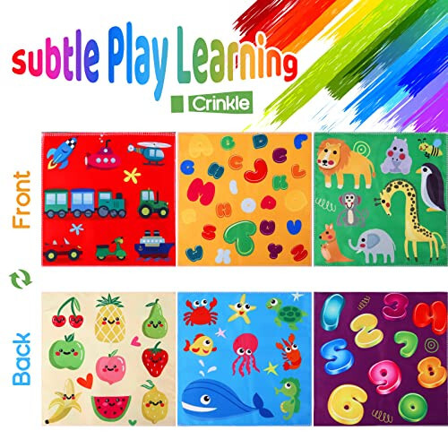 YOGINGO Bebek Oyuncakları 6-12 Ay - Dokuma Kutu Oyuncak Montessori Bebekler İçin 6-12 Ay, Yumuşak Doldurulmuş Yüksek Kontrastlı Kırışan Bebek Duyusal Oyuncakları, Erkek & Kız Çocuklar Erken Öğrenme Hediyeleri - 4