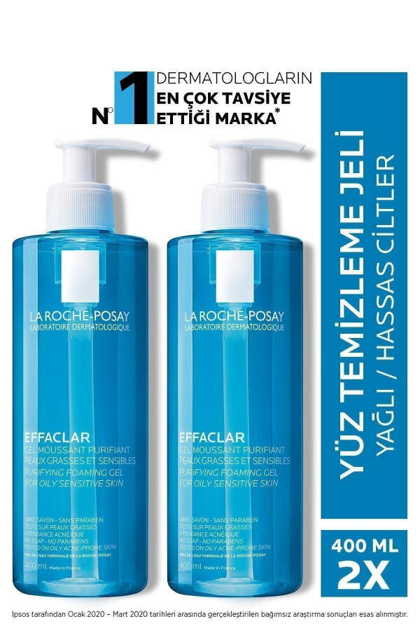 Yog'li akneli teri uchun Effaclar tozalovchi jeli 2 X 400 ML, to'plam - 1