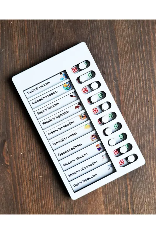 Yog'och Bola Kundalik Tartib Tekshirish Ro'yxati Nazorat Ro'yxati Ta'limiy O'yinchoq Yog'och Vazifalar Ro'yxati-Oq - 1