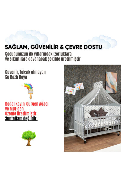 Yog'och Mdf Ona Yoni Beshik, 60x120 4 Qavatli Lak - 4